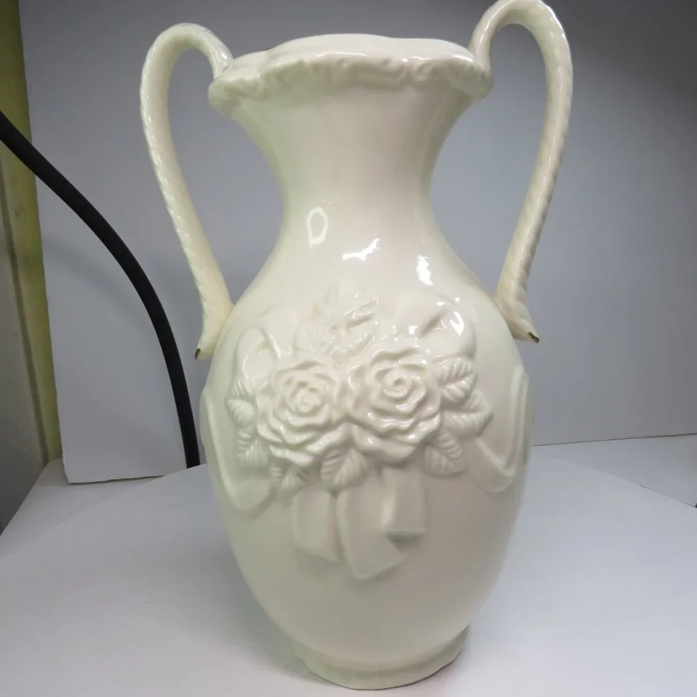 Cottagecore Angel Floral Rose Vase • Heavy Ceramic • 5.5” tall